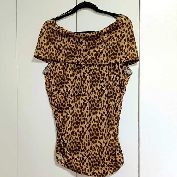 MICHAEL Michael Kors Cheetah Drapey Slinky Sleeveless Over Shoulder Tunic XL - Picture 9 of 15